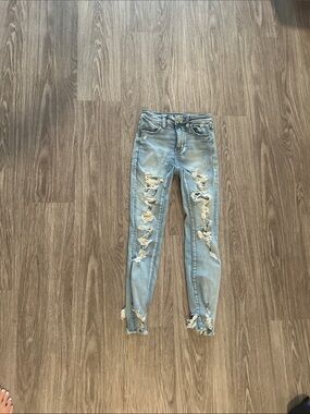 American Eagle Light Blue Distressed Women's Skinny Jeans sz 0
